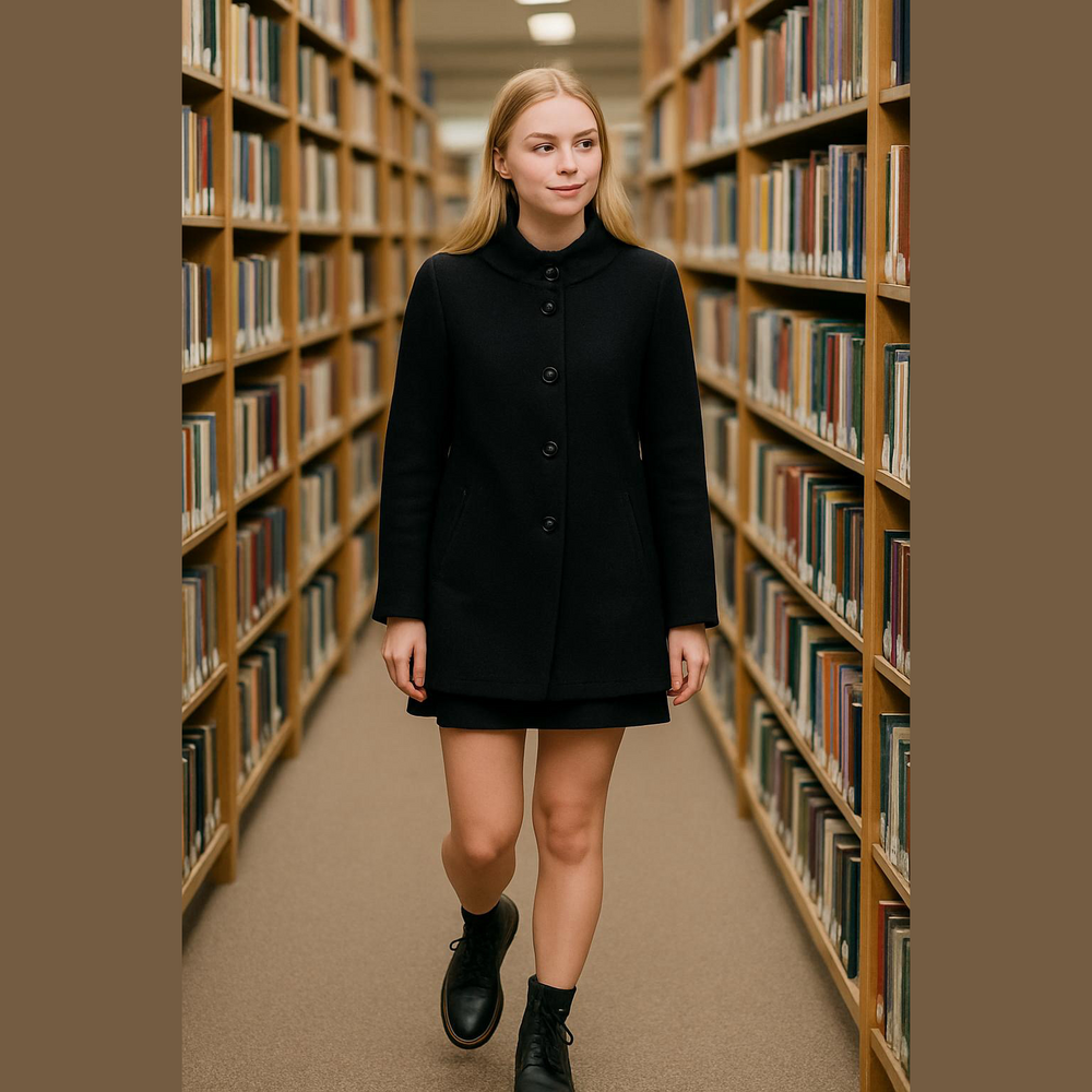 Vintage Women's Black Hooded Pea Coat by Harvè Bernard cottagecore granny